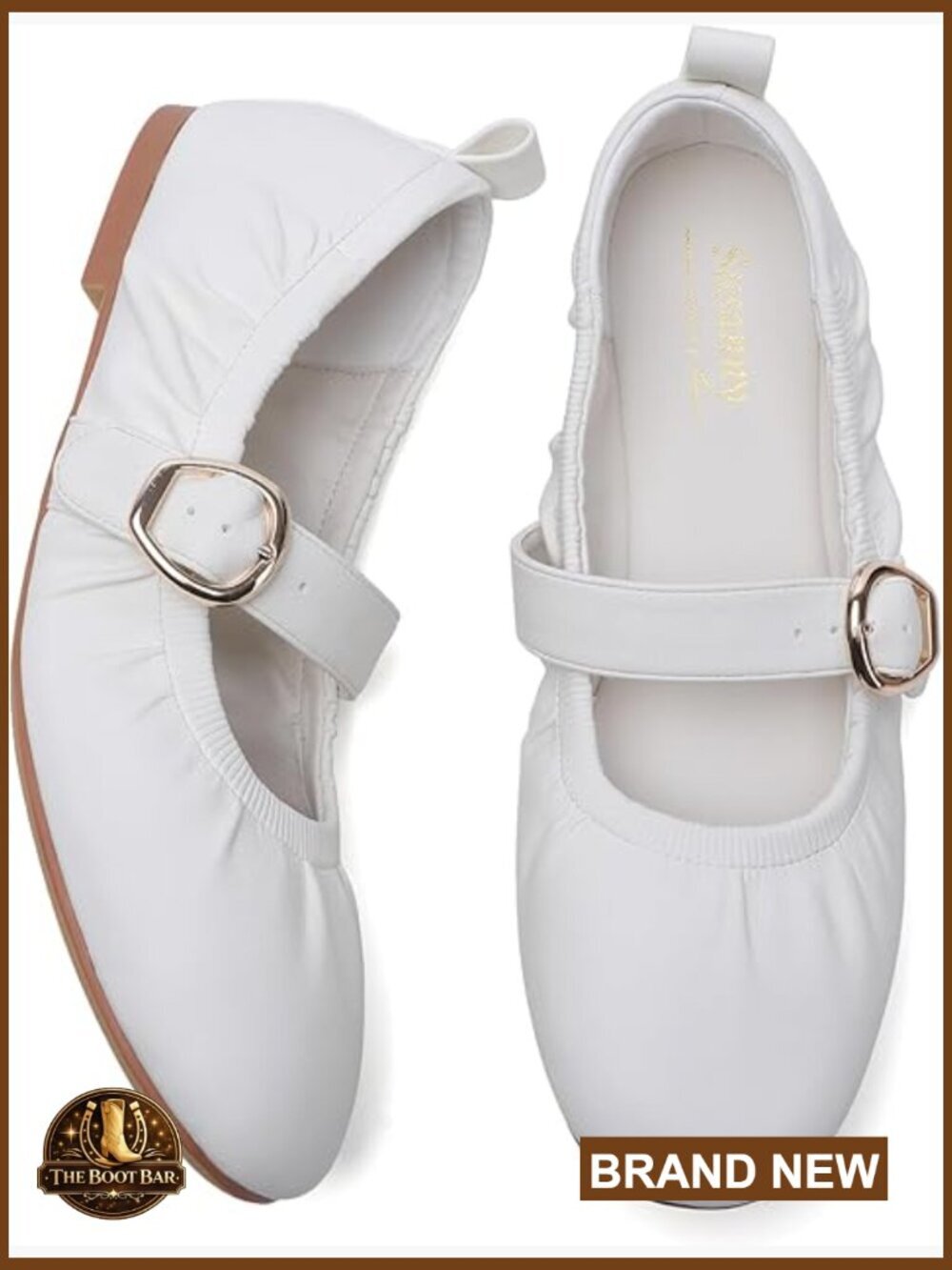 Elegant Mary Jane Ballet Flats Ruched Buckle Strap Round Toe Lightweight